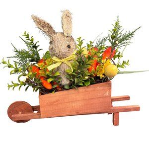 Easter Bunny Wheelbarrow Decoration Floral Arrangement Centerpiece Lighted